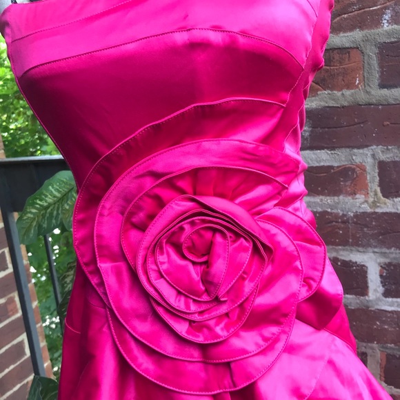 Xoxo Hot Pink Strapless Dress Size 5 - Picture 3 of 7